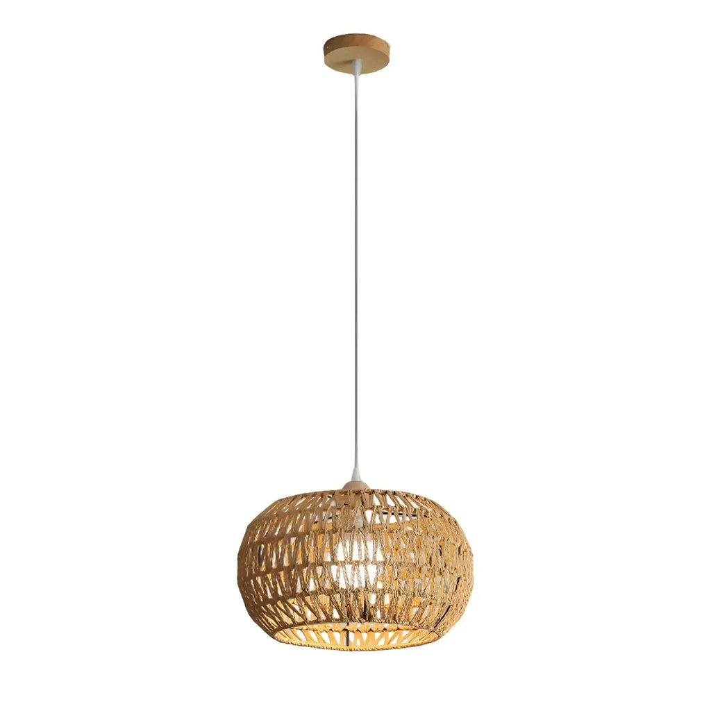 Natural Brown Rattan Pendant Lantern for Modern Dining Decor