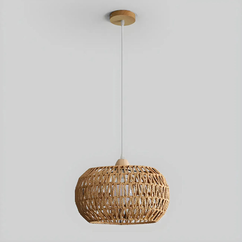 Natural Brown Rattan Pendant Lantern for Modern Dining Decor