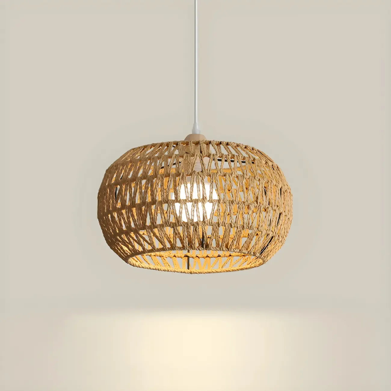 Natural Brown Rattan Pendant Lantern for Modern Dining Decor