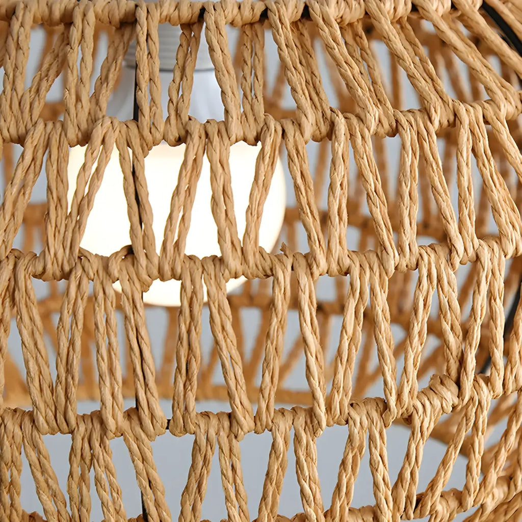 Natural Brown Rattan Pendant Lantern for Modern Dining Decor