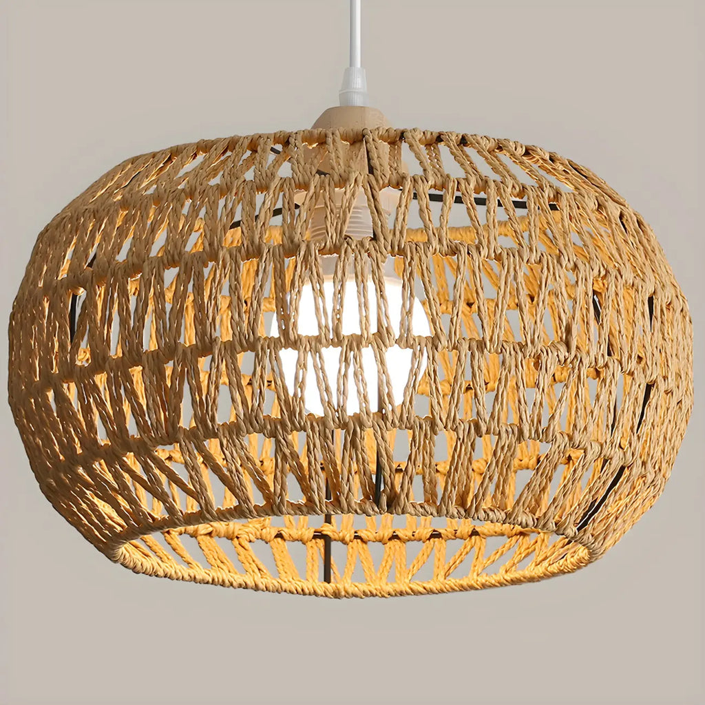 Natural Brown Rattan Pendant Lantern for Modern Dining Decor