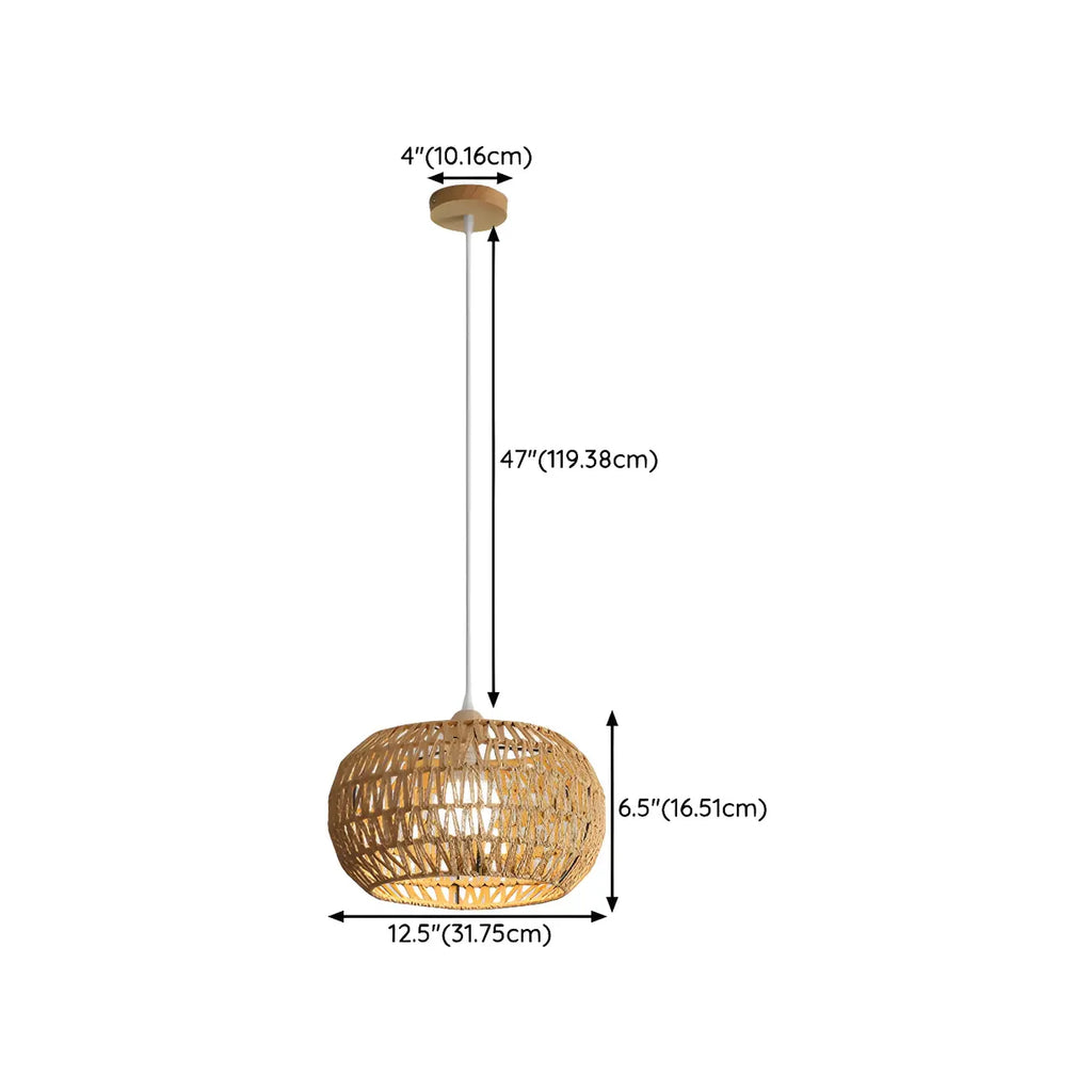 Natural Brown Rattan Pendant Lantern for Modern Dining Decor