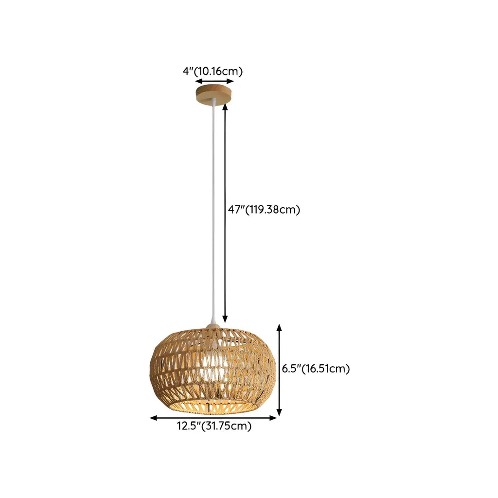 Natural Brown Rattan Pendant Lantern for Modern Dining Decor
