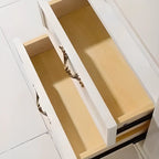 Elegant White Wood Bedside Table with 3 Storage Drawers