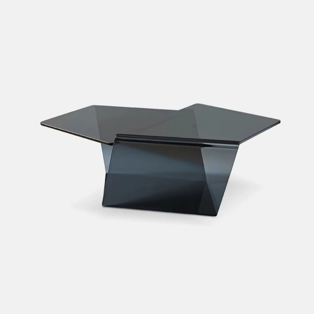 Modern Glass Black Geometric Coffee Table with Free Form