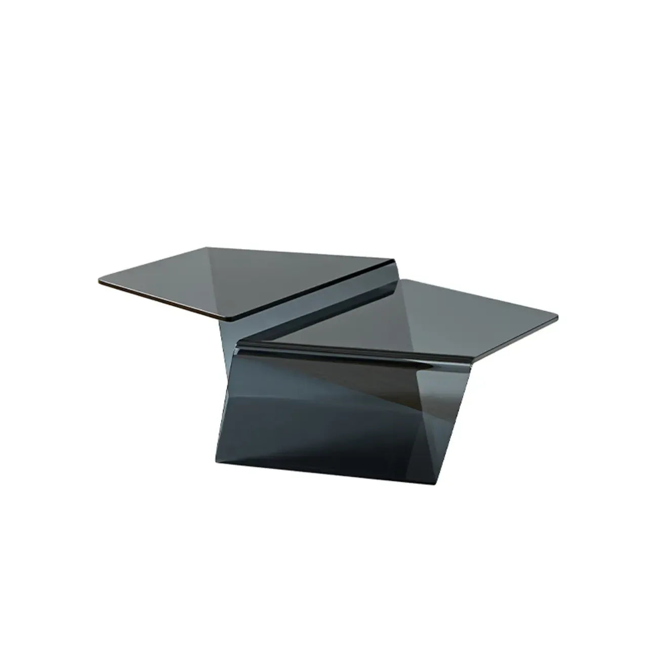 Modern Glass Black Geometric Coffee Table with Free Form