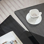 Modern Glass Black Geometric Coffee Table with Free Form