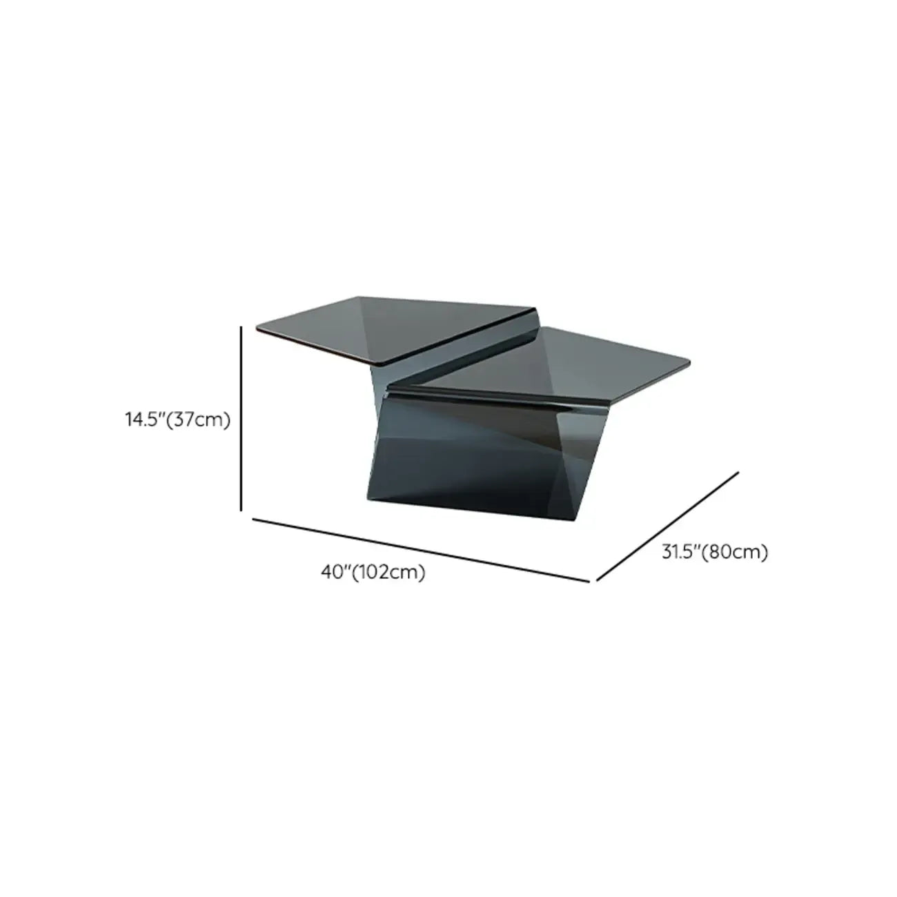 Modern Glass Black Geometric Coffee Table with Free Form