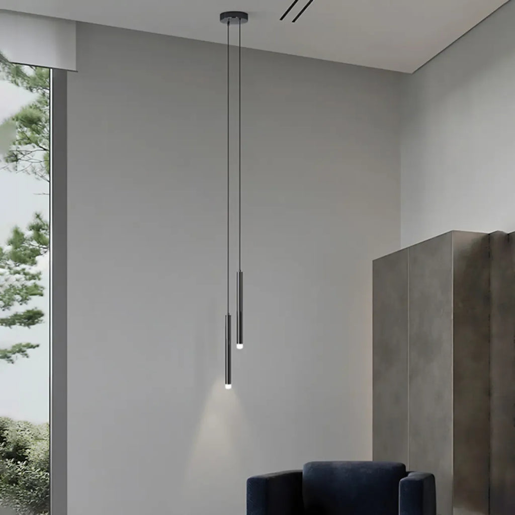 Nordic Versatile Black Acrylic Cylinder LED Pendant Light