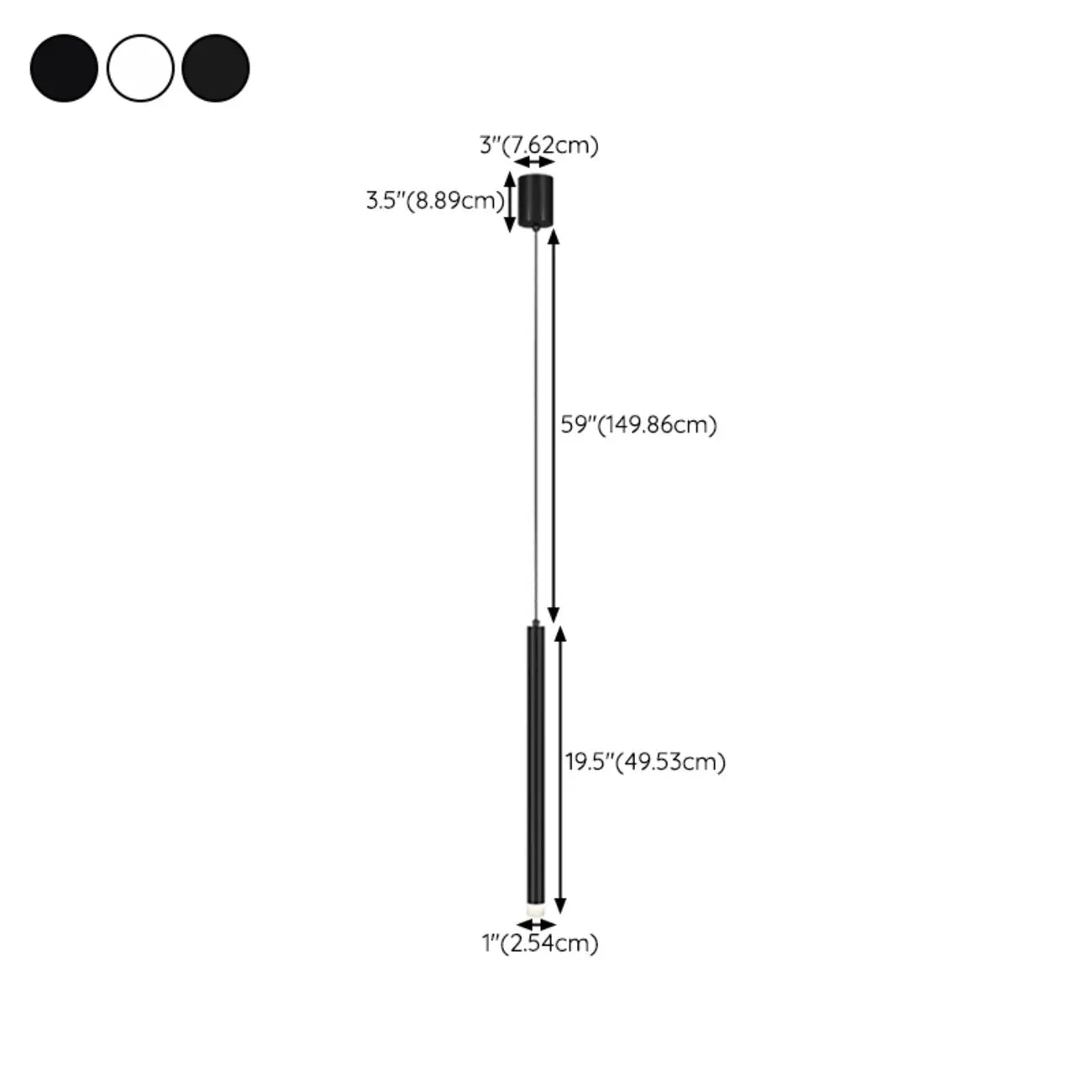 Nordic Versatile Black Acrylic Cylinder LED Pendant Light