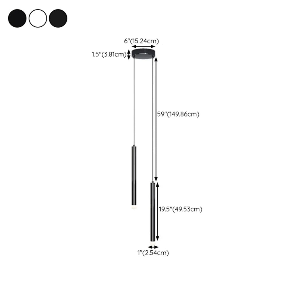 Nordic Versatile Black Acrylic Cylinder LED Pendant Light