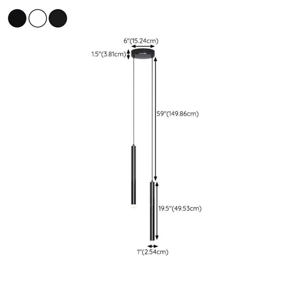 Nordic Versatile Black Acrylic Cylinder LED Pendant Light