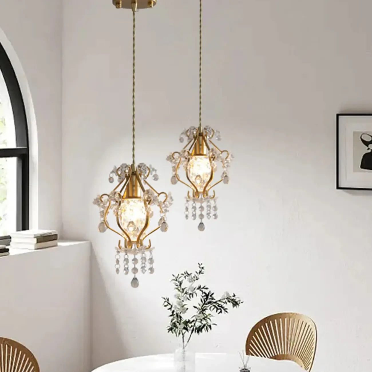 Elegant Crystal Gold Pendant Light for Dining Room