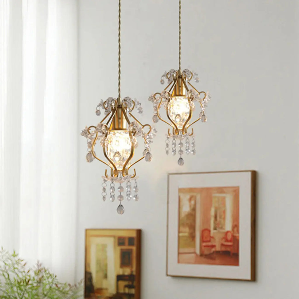 Elegant Crystal Gold Pendant Light for Dining Room