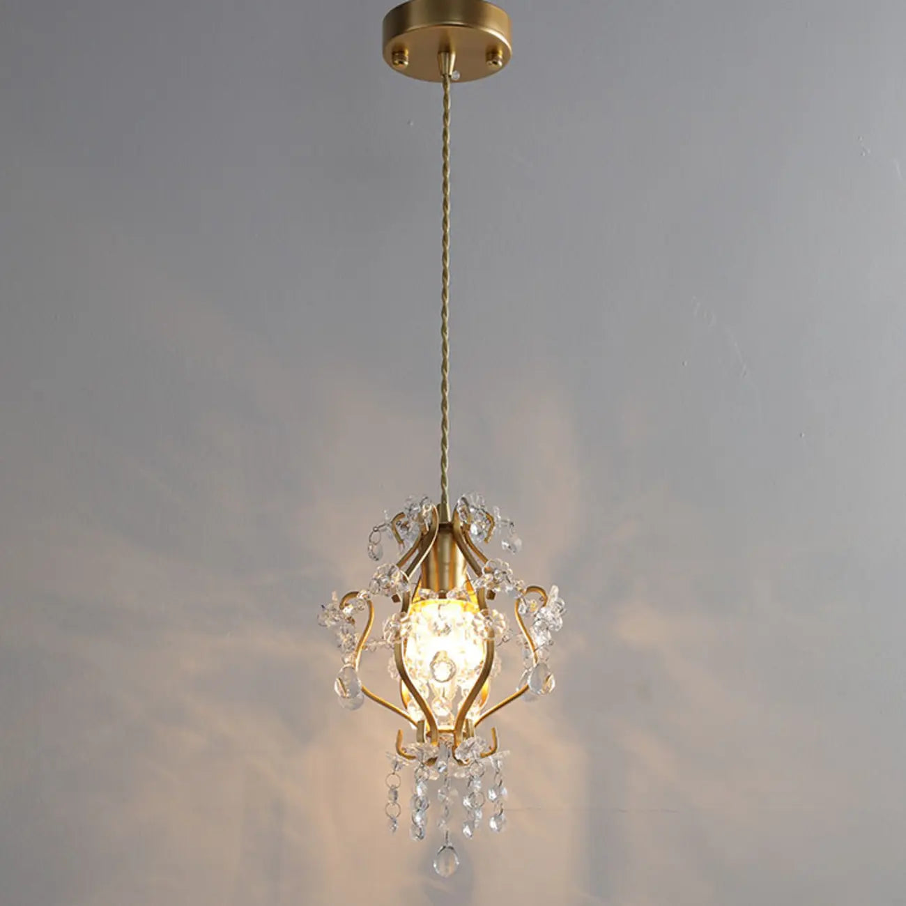 Elegant Crystal Gold Pendant Light for Dining Room