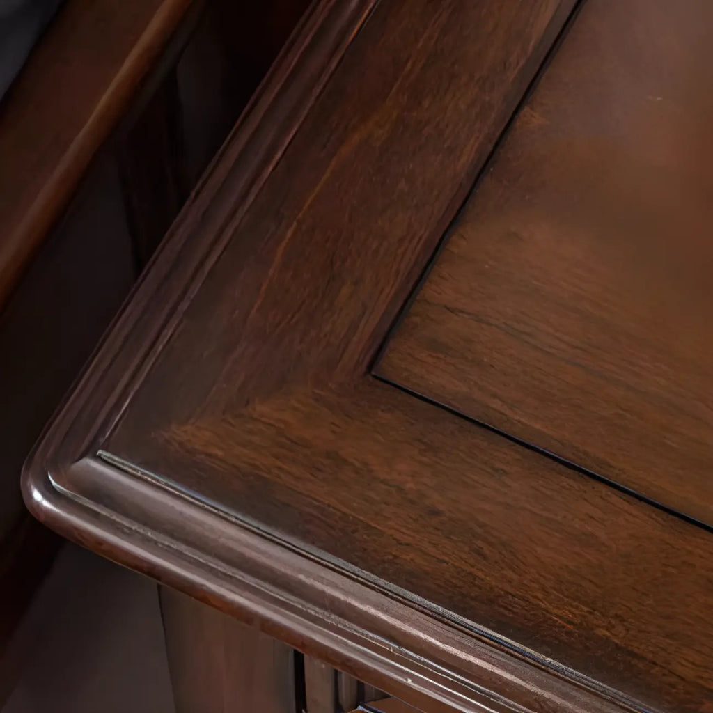 Traditional Brown Wood Nightstand with Drawers and Open Storage