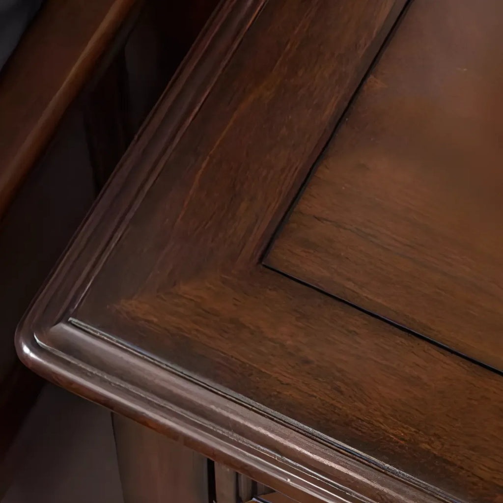 Traditional Brown Wood Nightstand with Drawers and Open Storage