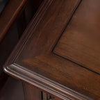 Traditional Brown Wood Nightstand with Drawers and Open Storage