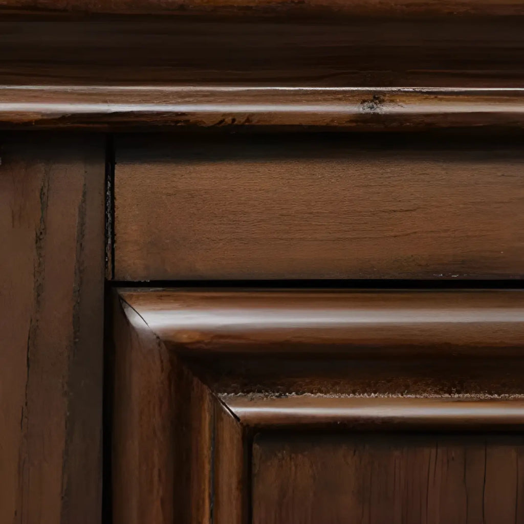 Traditional Brown Wood Nightstand with Drawers and Open Storage