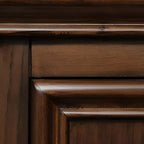 Traditional Brown Wood Nightstand with Drawers and Open Storage