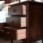 Traditional Brown Wood Nightstand with Drawers and Open Storage