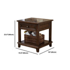 Traditional Brown Wood Nightstand with Drawers and Open Storage