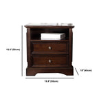 Traditional Brown Wood Nightstand with Drawers and Open Storage