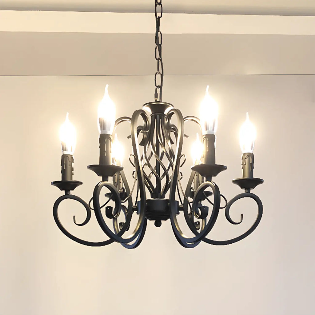 6-Light Black Iron Vintage Chandelier for Simple Charm