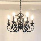6-Light Black Iron Vintage Chandelier for Simple Charm
