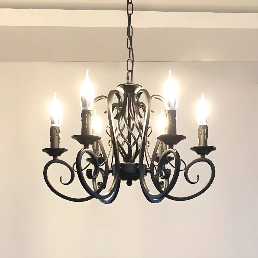 6-Light Black Iron Vintage Chandelier for Simple Charm