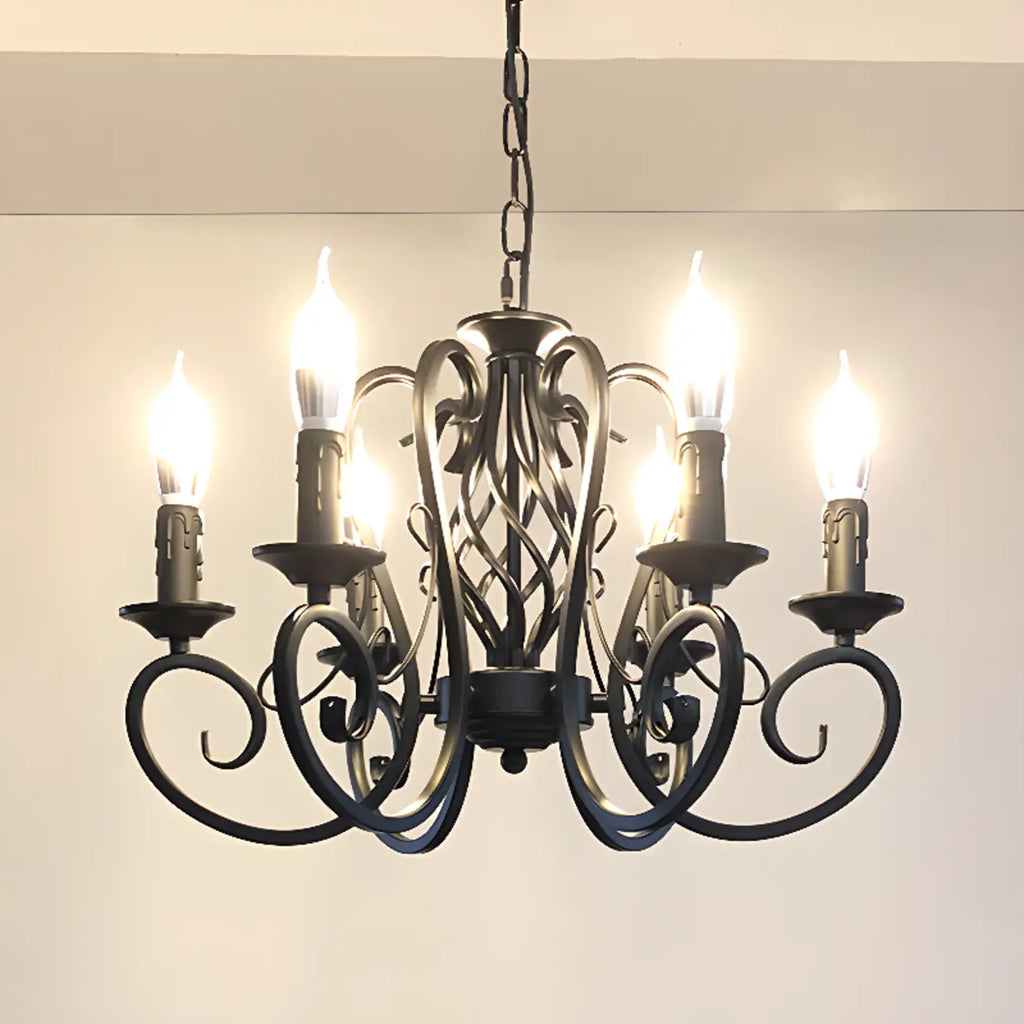 6-Light Black Iron Vintage Chandelier for Simple Charm