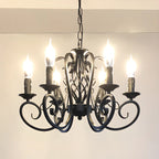 6-Light Black Iron Vintage Chandelier for Simple Charm