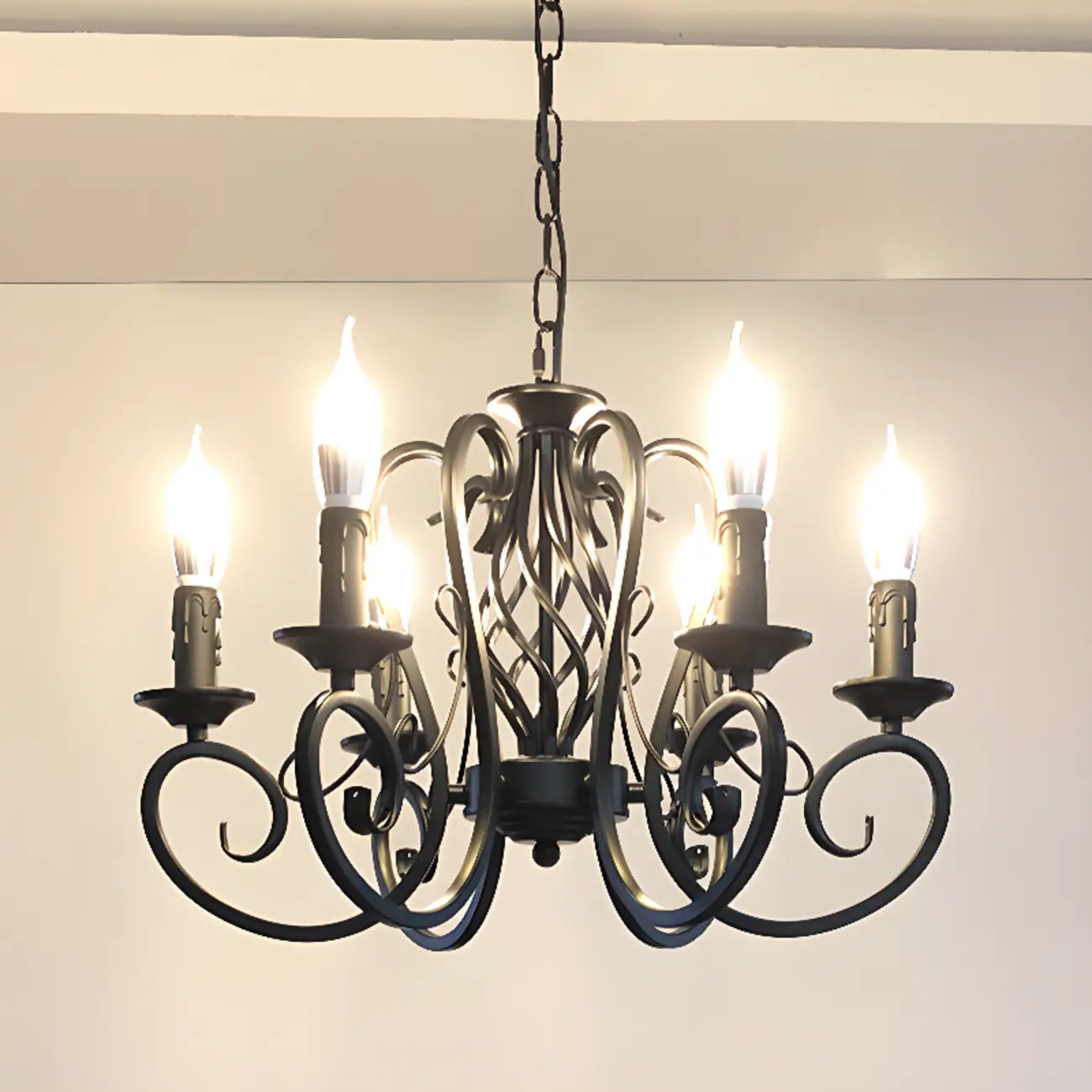 6-Light Black Iron Vintage Chandelier for Simple Charm