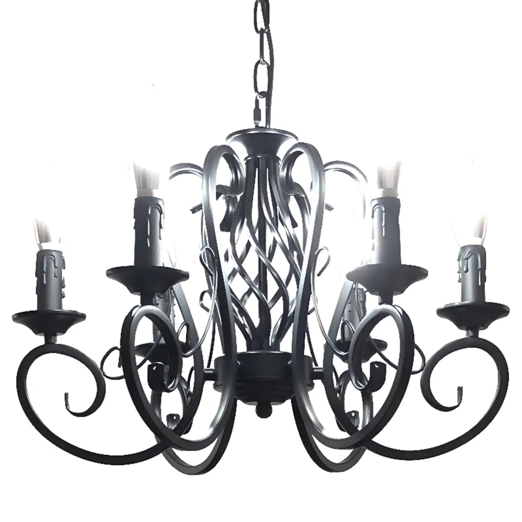 6-Light Black Iron Vintage Chandelier for Simple Charm