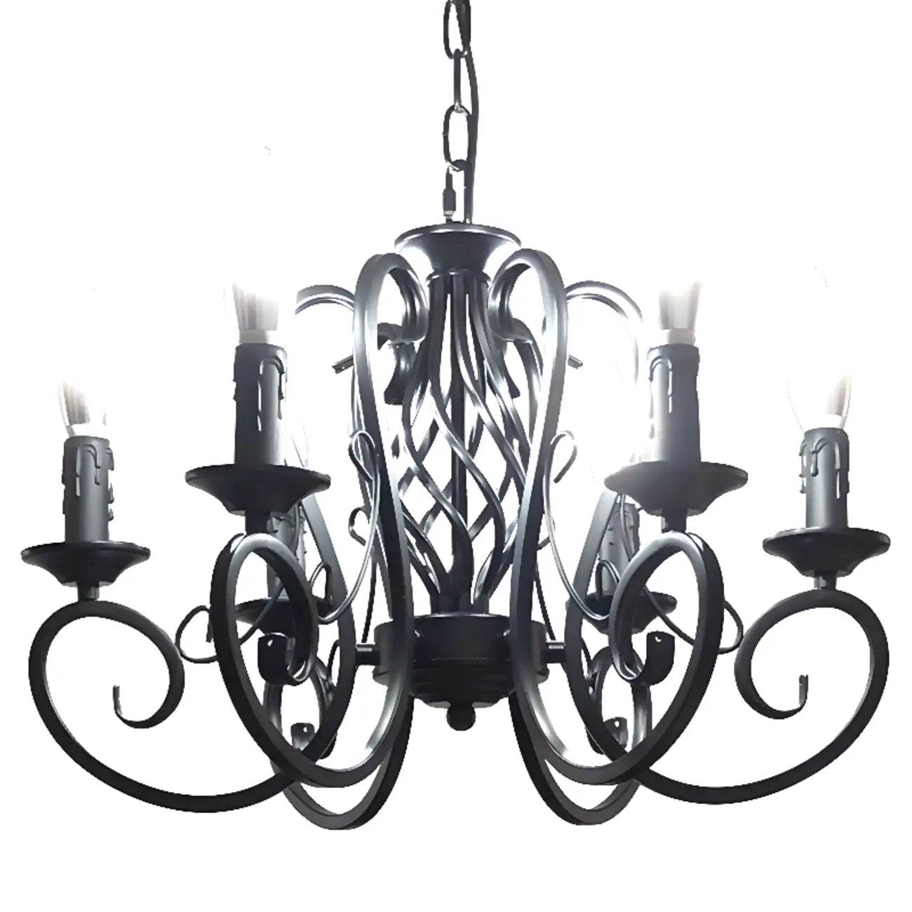 6-Light Black Iron Vintage Chandelier for Simple Charm