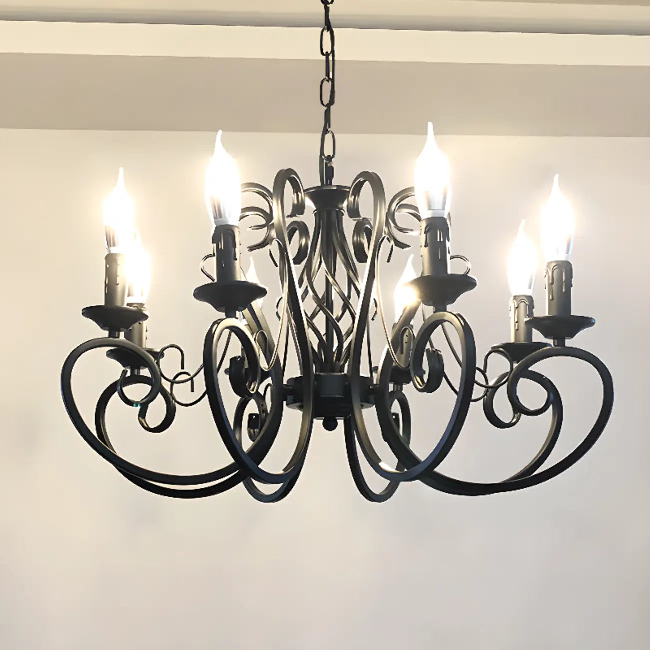 6-Light Black Iron Vintage Chandelier for Simple Charm