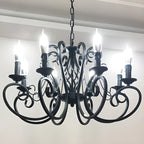 6-Light Black Iron Vintage Chandelier for Simple Charm