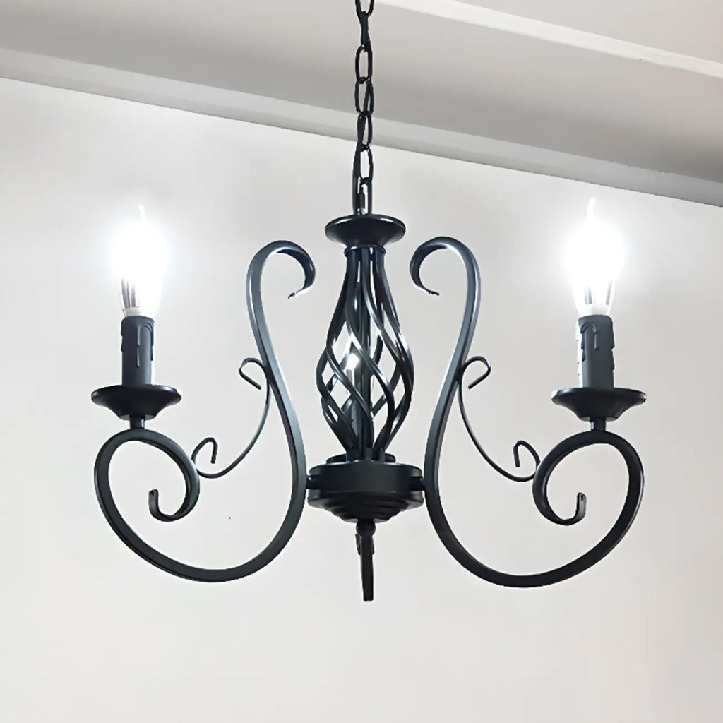 6-Light Black Iron Vintage Chandelier for Simple Charm