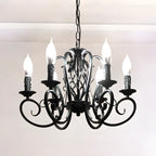 6-Light Black Iron Vintage Chandelier for Simple Charm