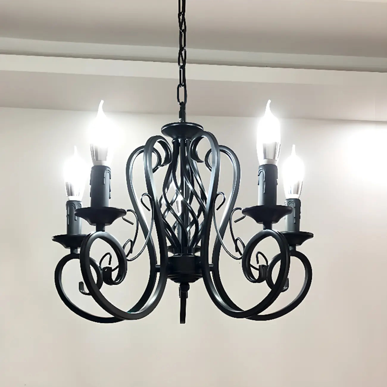 6-Light Black Iron Vintage Chandelier for Simple Charm