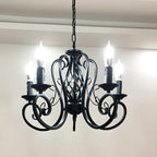 6-Light Black Iron Vintage Chandelier for Simple Charm