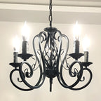 6-Light Black Iron Vintage Chandelier for Simple Charm