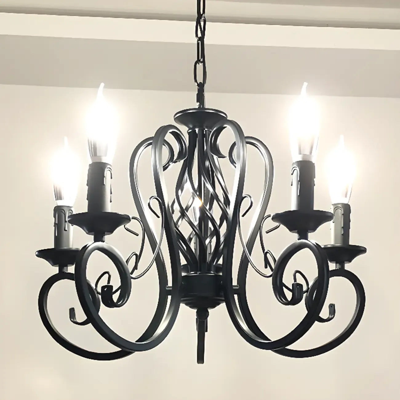 6-Light Black Iron Vintage Chandelier for Simple Charm