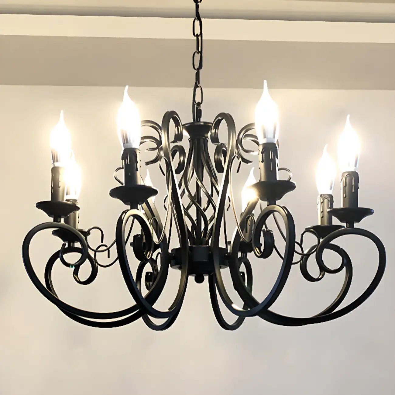 6-Light Black Iron Vintage Chandelier for Simple Charm
