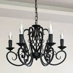 6-Light Black Iron Vintage Chandelier for Simple Charm