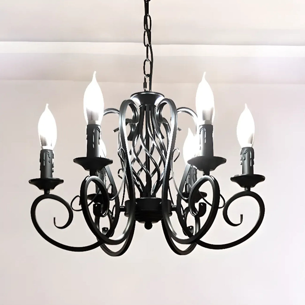 6-Light Black Iron Vintage Chandelier for Simple Charm