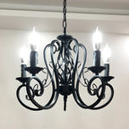 6-Light Black Iron Vintage Chandelier for Simple Charm