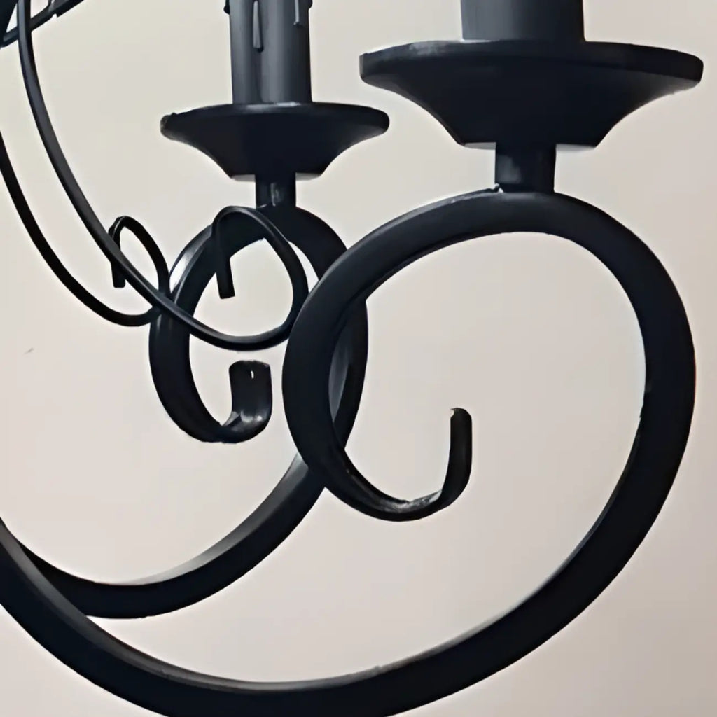 6-Light Black Iron Vintage Chandelier for Simple Charm