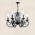 6-Light Black Iron Vintage Chandelier for Simple Charm