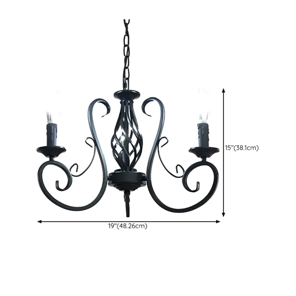 6-Light Black Iron Vintage Chandelier for Simple Charm